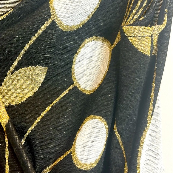 Anthropologie Maeve Craspedia Metallic Gold Floral Wrap Tank Shirt Top - Picture 3 of 6